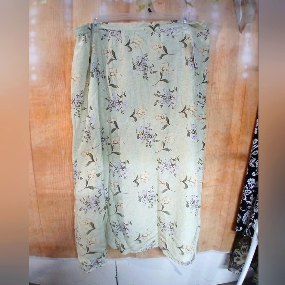 Jennifer Moore Green Maxi Skirt Resort Wear 100% Silk